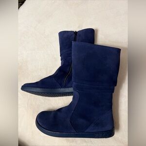 Zaqq Qom Blue Suede Mid Calf Boots 39